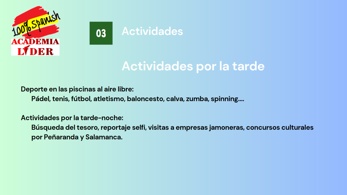 ACTIVIDADES POR LA TARDE